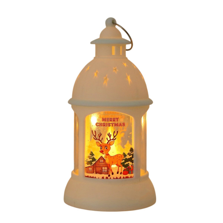 Decoratiune de Craciun, , Model Sfesnic de Birou, Ren, din Plastic, cu Inel de Agatat, 6.8 x 13.5 x 2 cm, Alb [6]