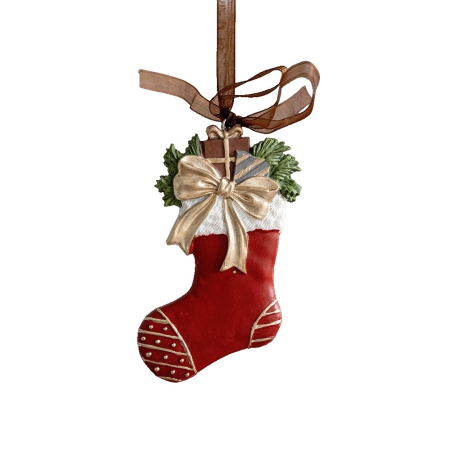 Decoratiuni Brad - Decoratiune de Craciun, , pentru Brad, Model Soseta, 10 x 6 cm, din Rasina, Multicolor