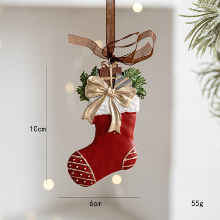 Decoratiune de Craciun, , pentru Brad, Model Soseta, 10 x 6 cm, din Rasina, Multicolor [1]