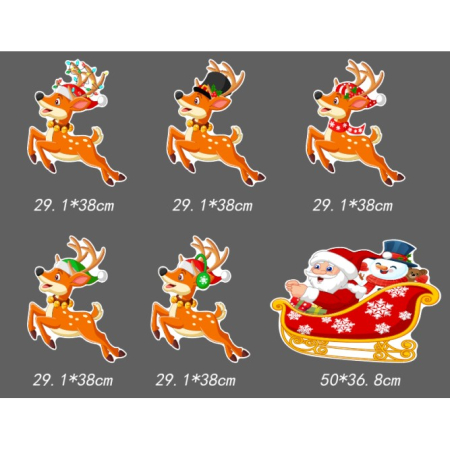 Decoratiune de Craciun, , pentru Gradina, Tip Trenulet, 6 Figurine + Bete de Infipt in Pamant, din Plastic, Impermeabil, Model Mos Craciun cu Renii, Multicolor [4]