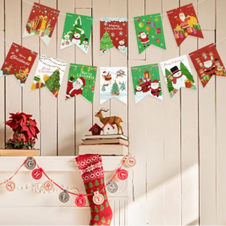 Decoratiune de Craciun, , Tip Banner, 12 Piese, pentru Usa sau Perete, Multicolor, Sfoara Inclusa, Model A [5]