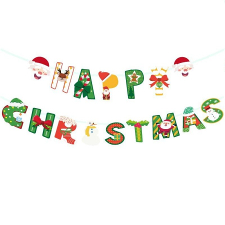 ✨TOATE PRODUSELE✨ - Decoratiune de Craciun, , Tip Banner, 16 Piese, pentru Usa sau Perete, Multicolor, Sfoara Inclusa, Model C