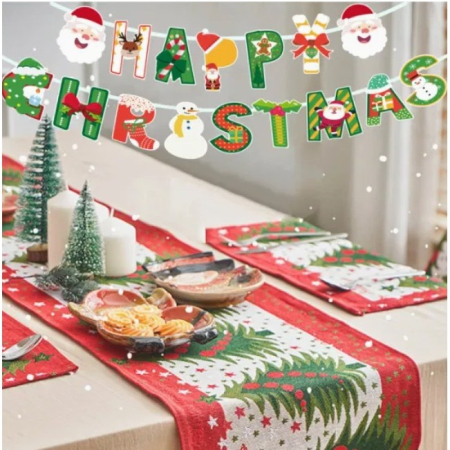 Decoratiune de Craciun, , Tip Banner, 16 Piese, pentru Usa sau Perete, Multicolor, Sfoara Inclusa, Model C [3]