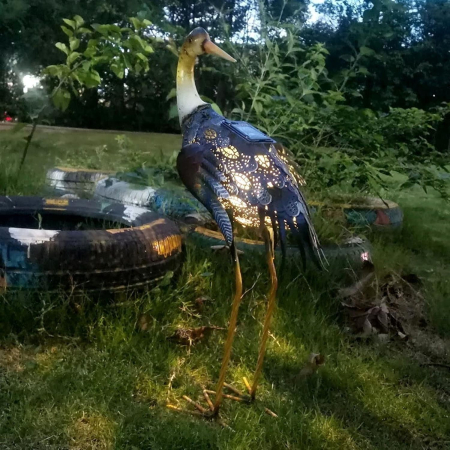 Decoratiune de Gradina cu Lampa solara, , Model Pasare, Iluminare Led si Incarcare Solara, 57 x 32 x 17 cm, pentru Exterior, Multicolor [3]