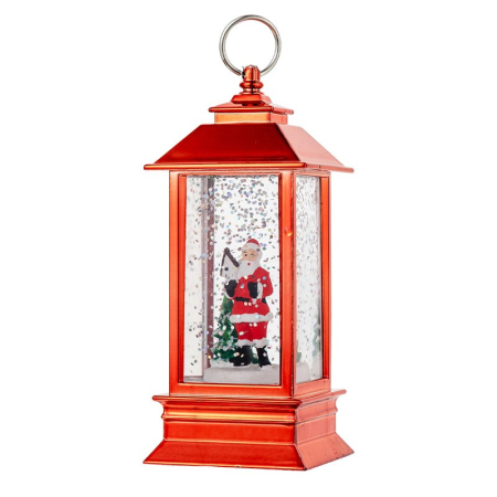 ✨TOATE PRODUSELE✨ - Decoratiune Luminoasa, , Felinar de Craciun, cu Lumina LED, Ornament Model Mos Craciun, 5.3x5.3x13 cm, Rosu