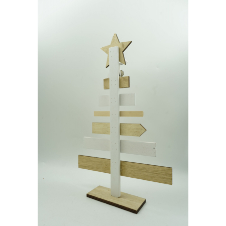 Decoratiune masa decorata, Mesaje Craciun, Crem-Alb, din Lemn, 22.5 cm x 36 cm, Interior,  [4]