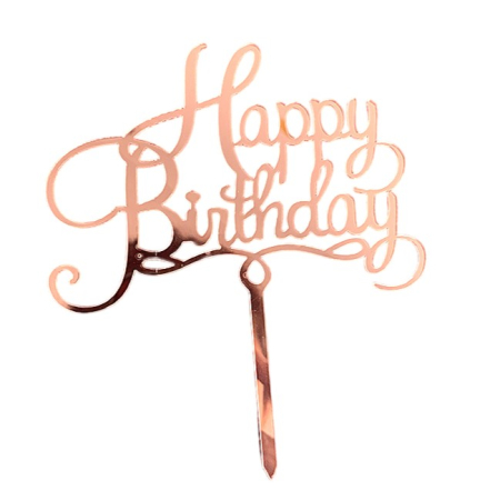 ✨TOATE PRODUSELE✨ - Decoratiune Topper pentru Tort, , Model Happy Birthday, Tematica Aniversare, 10 cm, Roz