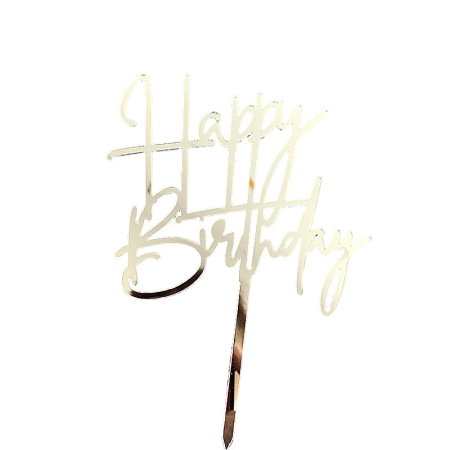 ✨TOATE PRODUSELE✨ - Decoratiune Topper pentru Tort, , Model Happy Birthday, Tematica Aniversare, Arginitu, 10 cm