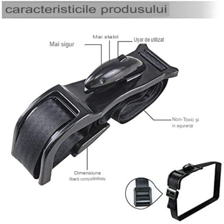 Deviator Centura de Siguranta, , pentru Burtica Gravidelor, Universal, Ajustabil, 21x6 cm, Model Delfin Negru [5]