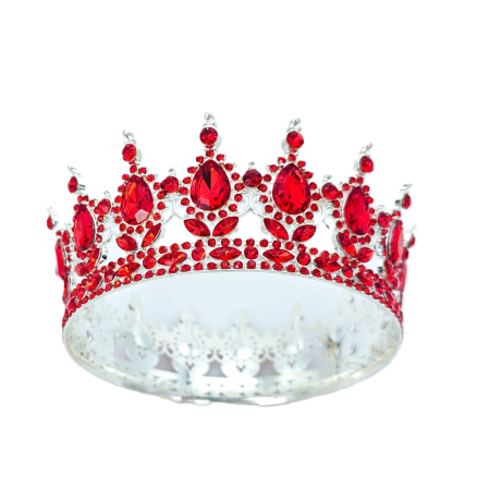 Accesorii Petrecere - Diadema, , din Aliaj, cu Cristale, Accesoriu Par, Aniversare, Nunta, Petrecere, 15.5 x 5.3 cm, Rosu