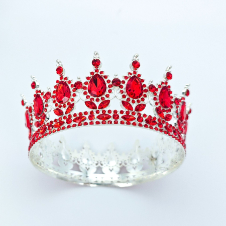 Diadema, , din Aliaj, cu Cristale, Accesoriu Par, Aniversare, Nunta, Petrecere, 15.5 x 5.3 cm, Rosu [2]