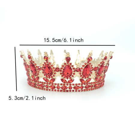 Diadema, , din Aliaj, cu Cristale, Accesoriu Par, Aniversare, Nunta, Petrecere, 15.5 x 5.3 cm, Rosu [5]