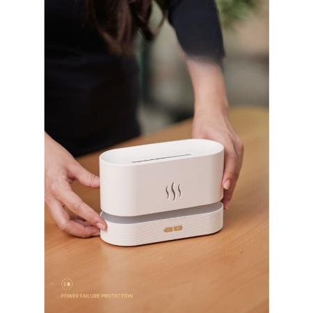 Difuzor de ulei esential cu flacara , aromaterapie, umidificator de aer, rezervor 180 ml, simulare efectelor de iluminare a flacarii, lumina veghe ajustabila, alb [1]