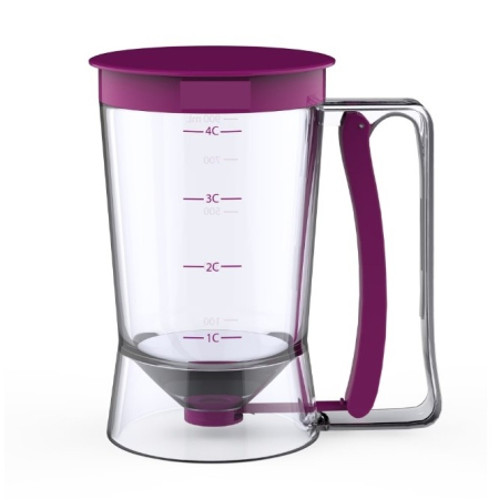 ✨TOATE PRODUSELE✨ - Dispenser de aluat pentru prajituri , Batter Dispenser, din plastic, maner cu arc, 900 ml, usor de manipulat si utilizat, Mov