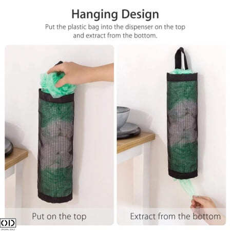 Dispenser Suport pentru Pungi si Sacose, cu Suport pentru Agatare, din PVC Negru [10]