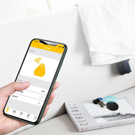 Dispozitiv Anti Pierdere Inteligent, , conexiune Bluetooth, Dispozitiv Anti Pierdere pentru accesorii, Baterie si Manual de Utilizare Incluse 38 x 38 x 7 mm, Albastru inchis [1]