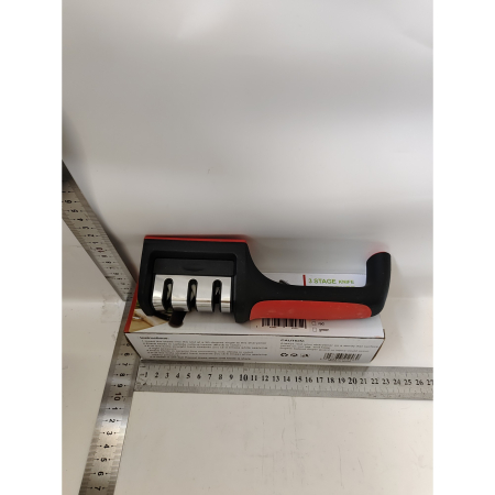Dispozitiv pentru ascutit cutite , cu 3 pozitii, rosu/negru, material inox si ABS, 21.5x5x6 cm [4]
