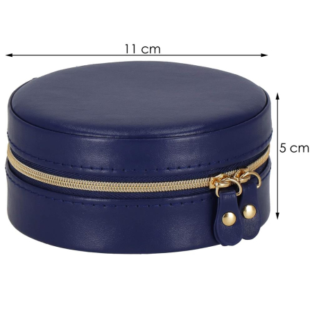 (DL) Cutie depozitare si organizare bijuterii, MDF, piele ecologica, 11 x 5cm, albastru marin [10]