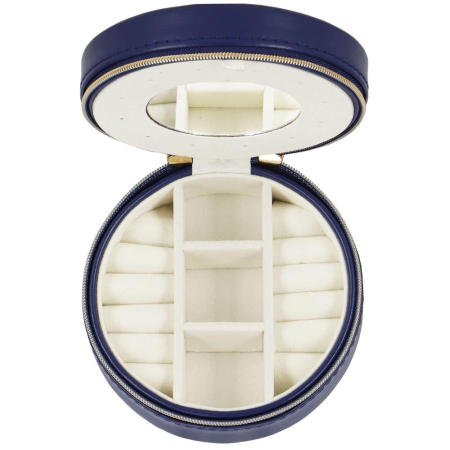 (DL) Cutie depozitare si organizare bijuterii, MDF, piele ecologica, 11 x 5cm, albastru marin [20]