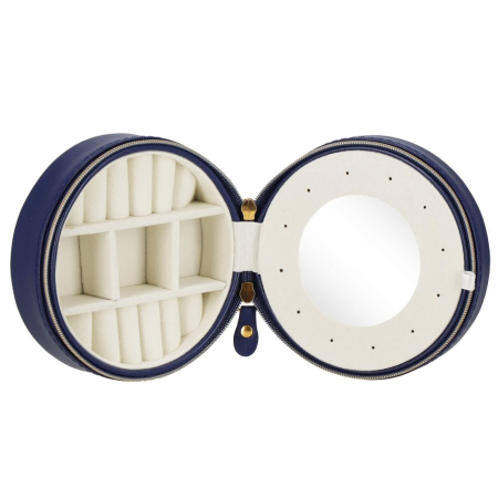 (DL) Cutie depozitare si organizare bijuterii, MDF, piele ecologica, 11 x 5cm, albastru marin [23]