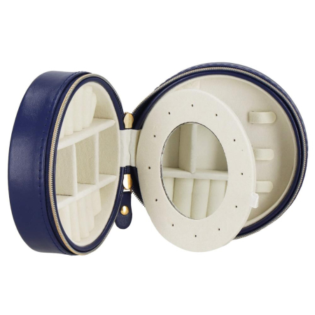 (DL) Cutie depozitare si organizare bijuterii, MDF, piele ecologica, 11 x 5cm, albastru marin [13]