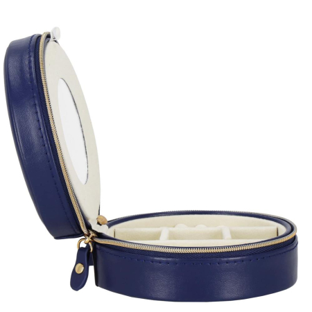 (DL) Cutie depozitare si organizare bijuterii, MDF, piele ecologica, 11 x 5cm, albastru marin [11]