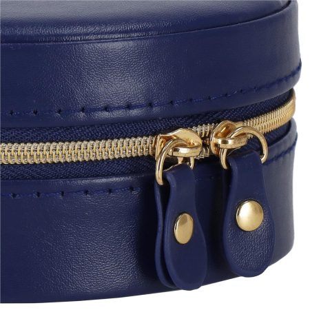 (DL) Cutie depozitare si organizare bijuterii, MDF, piele ecologica, 11 x 5cm, albastru marin [19]