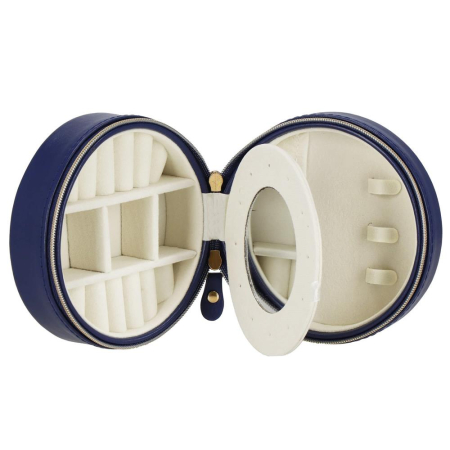 (DL) Cutie depozitare si organizare bijuterii, MDF, piele ecologica, 11 x 5cm, albastru marin [14]