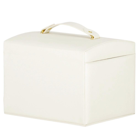 (DL) Cutie depozitare si organizare bijuterii, MDF, piele ecologica, 17,5 x 12 x 13,5 cm., crem [20]