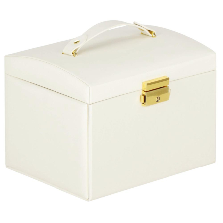 (DL) Cutie depozitare si organizare bijuterii, MDF, piele ecologica, 17,5 x 12 x 13,5 cm., crem [24]