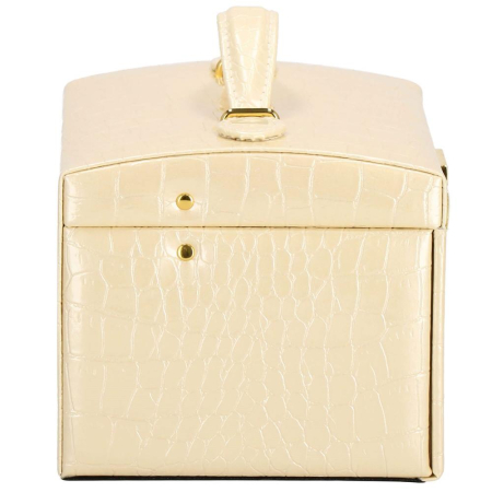 (DL) Cutie depozitare si organizare bijuterii, MDF, piele ecologica si velur, 17,5 x 14 x 12,5cm, crem [17]