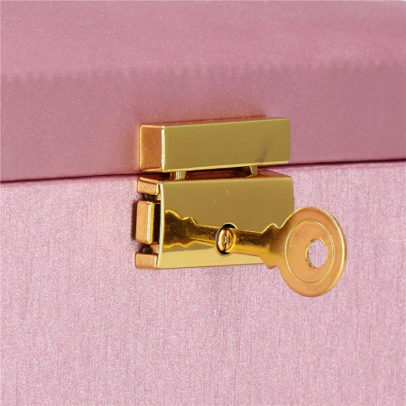 (DL) Cutie depozitare si organizare bijuterii, MDF, piele ecologica si velur, 17,5 x 14 x 12,5cm, roz [22]
