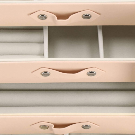 (DL) Cutie depozitare si organizare bijuterii, piele ecologica + velur, 26 x 22 x 18 cm, roz [12]
