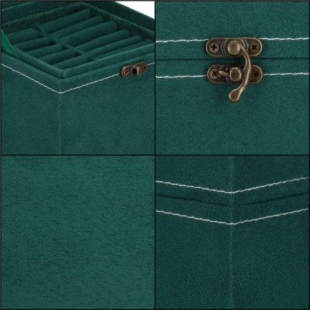 (DL) Cutie depozitare si organizare bijuterii, velur, 12x 12 x 12 cm, verde [12]