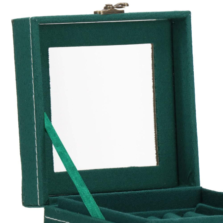 (DL) Cutie depozitare si organizare bijuterii, velur, 12x 12 x 12 cm, verde [17]