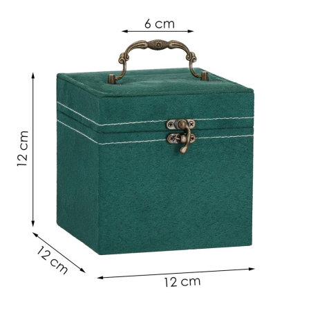 (DL) Cutie depozitare si organizare bijuterii, velur, 12x 12 x 12 cm, verde [21]