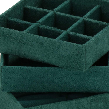 (DL) Cutie depozitare si organizare bijuterii, velur, 12x 12 x 12 cm, verde [15]