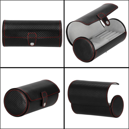 (DL) Cutie depozitare si organizare ceasuri si alte accesorii, MDF, piele ecologica, 20x9cm, negru [13]