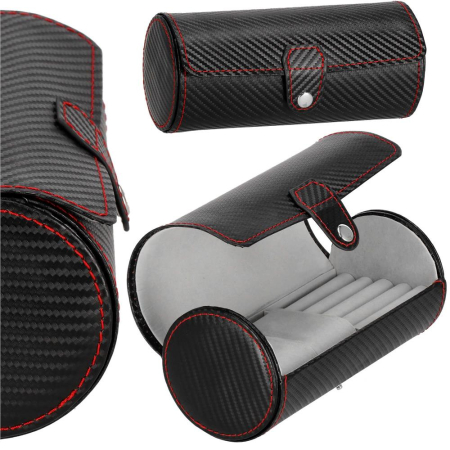 (DL) Cutie depozitare si organizare ceasuri si alte accesorii, MDF, piele ecologica, 20x9cm, negru [1]