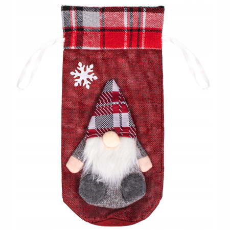 (DL) Decoratiune Craciun, husa model gnom pentru sticle, 29cm, rosu [2]