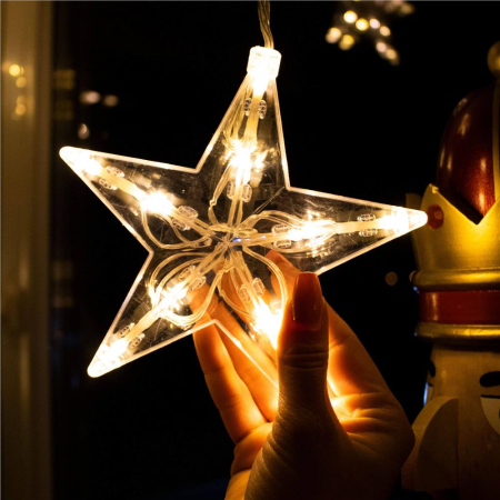 (DL) Ghirlanda luminoasa tip perdea cu stelute 72 LED-uri, 2m, pentru interior/exterior, iluminare alb [11]