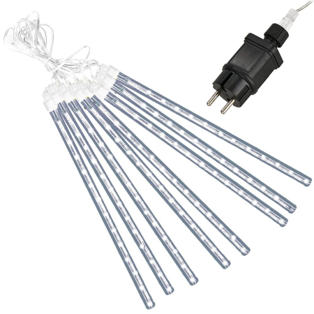 (DL) Instalatie de Craciun, 8 tuburi, 30cm, 144 LED, ploaie de meteoriti, alb [1]