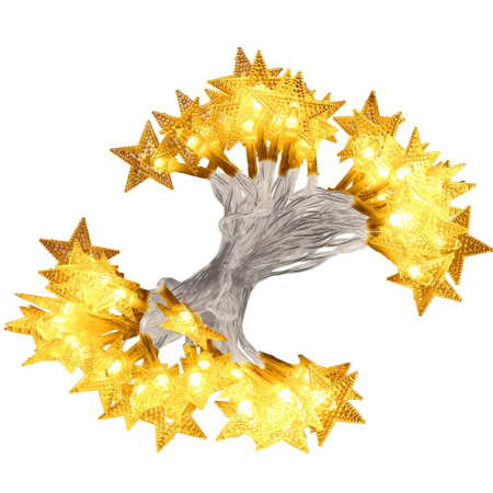 (DL) Instalatie stelute luminoase pentru gradina, 5 metri, 50 LED-uri, cu baterii, galben [13]