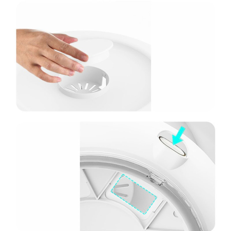 Dozator etajat de cereale , rotativ 360, 6 compartimente, capacitate 10L, cofrag special pentru oua, vas pentru scurgerea cerealelor, 35x27.5 cm, alb [8]