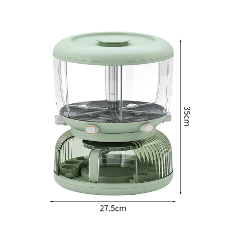 Dozator Etajat de Cereale , Rotativ 360, 6 Compartimente, Capacitate 10L, Cofraj Special pentru Oua, Vas pentru Scurgerea Cerealelor, 35x27.5 cm, Verde [8]