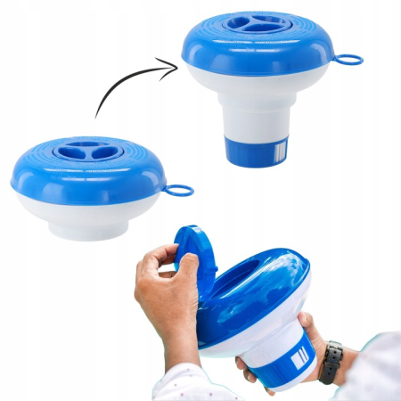 Dozator plutitor pentru pastile de clor, dozare reglabila, albastru si alb [1]