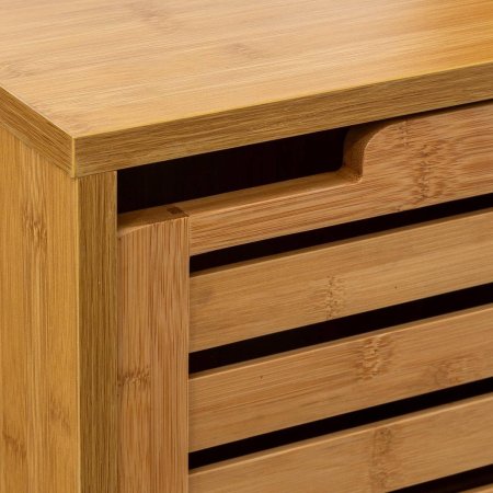 Dulap baie 5Five Sicela cu usa si rafturi, bambus, 38x33x168 cm, natur [4]