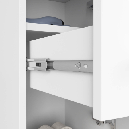 Dulap baie tip coloana cu 2 usi si sertar, PAL laminat, 30x30x85 cm, alb mat [6]