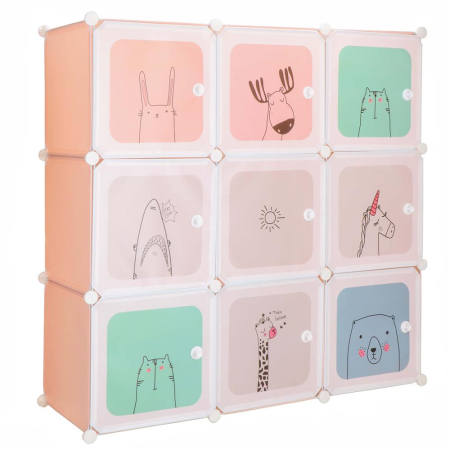 Articole copii - Dulap copii, modular cu 9 compartimente, PVC, 110x110x37 cm, multicolor