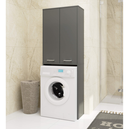 Dulap de baie cu 2 usi si 4 rafturi, pentru spatiul de deasupra masinii de spalat, 64x30x180 cm, gri grafit [3]